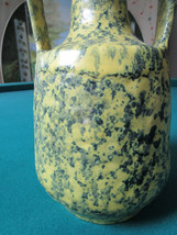 German Pottery Yellow Vase Sponge Painted Illegible Signature [71] - £98.90 GBP