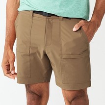 Sonoma Outdoor Cargo Shorts Mens 30 Brown Nylon Stretch Belted Elastic Waist NEW - £19.28 GBP