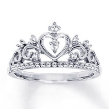 Fidanzamento Matrimonio Promessa Anello Corona 14k Placcato Oro Bianco Naturale - £113.04 GBP