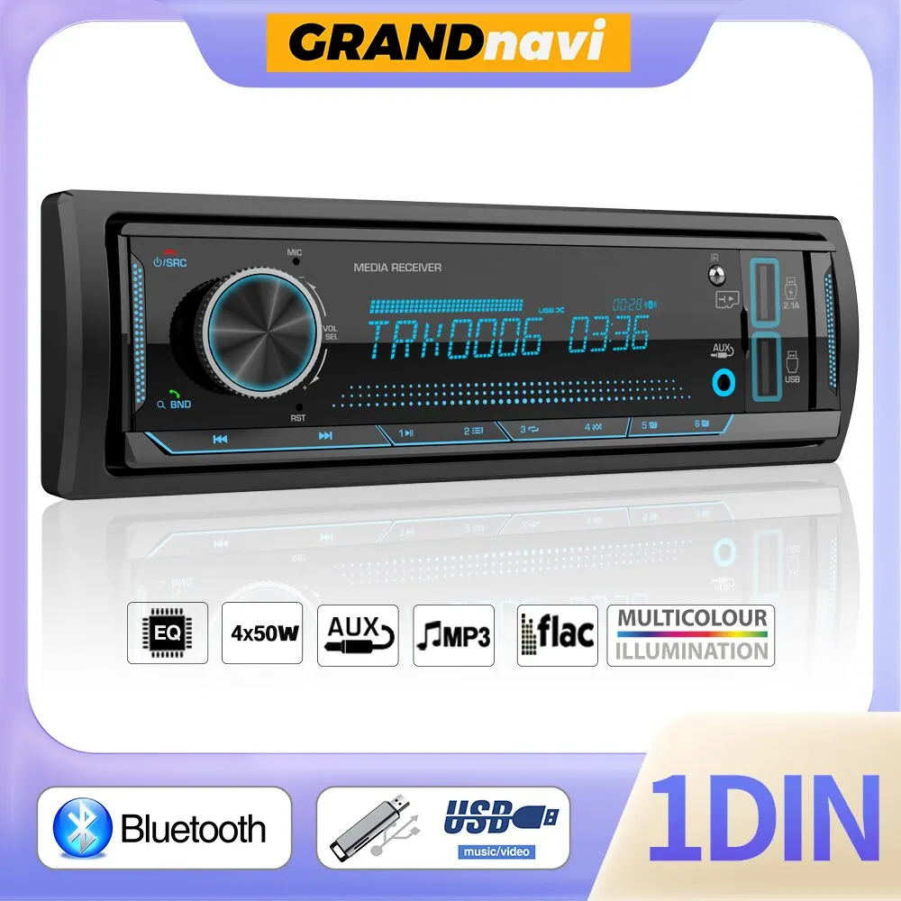Grandnavi 1 Din MP3 Car Radio Audio Stereo FM Aux Input Receiver SD TF USB 12V - £17.71 GBP