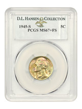 1945-S 5c PCGS MS67+ FS ex: D.L. Hansen - $9,752.14