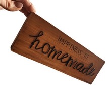 Wooden Metal Happiness Is Homemade Rustic Sign 3D Cabincore Lodge 12”x4”x 1.5” - £11.69 GBP