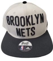 Adidas Youth Brooklyn Nets On Court Snapback Adjustable Hat, White&Black - $28.57
