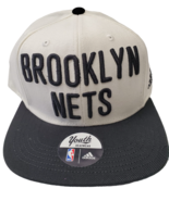 Adidas Youth Brooklyn Nets On Court Snapback Adjustable Hat, White&amp;Black - £22.75 GBP