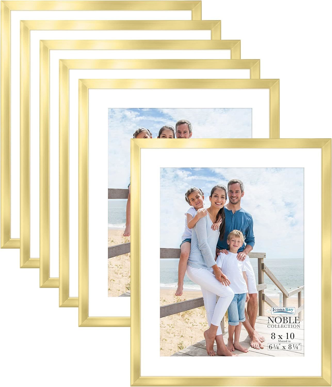 8x10 Picture Frames Gold 6 Pack Modern Professional Frame Set Noble Collection - £40.64 GBP