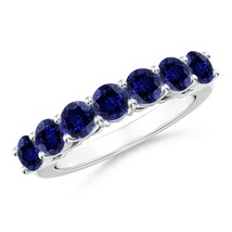 Angara Lab-Grown 2.31 Ct Half Eternity Seven Stone Blue Sapphire Band in Silver - £436.28 GBP