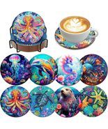 8 Pcs Ocean Creatures Diamond Art Painting Coasters Kits with Holder Oce... - £15.18 GBP