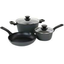 Oster Kingsway 5 pc Aluminum Nonstick Cookware Set in Black - £54.98 GBP