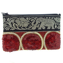 Handmade Majestic Elephant Embroidered Fabric Tribal Coin Purse - £8.12 GBP