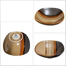 Home Trends BAZAAR BROWN 1-Soup/ Cereal Bowl Square Striped Stoneware - £9.49 GBP