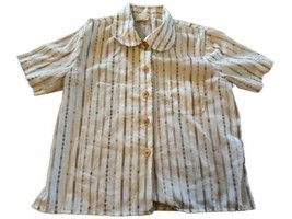 Vintage 70&#39;s Girl Scout Uniform Blouse Shirt Short Sleeve brown Logos Sz 14 - £7.75 GBP