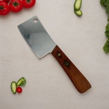 Mini 6&quot; Cleaver Cheese Rib Knife Stainless Steel Wood Handle Vintage Japan - £15.69 GBP