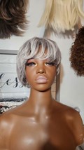 EMMOR Short Grey Human Hair Blend Wigs for Women,Natural Hair Daily Pixie Cut Wi - £18.62 GBP