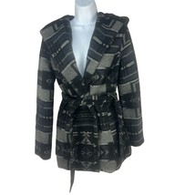 Kira Hooded Belted Tribal Print Jacket Warm &amp; Stylish Outerwear Size Medium - $19.10