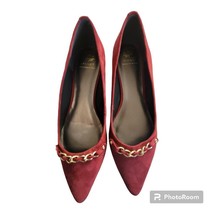 NEW Monet Women 10 M Designed In Italy Red Burgundy Suede Pointed Toe Flats Shoe - $17.07