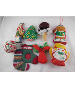 Lot Of 9 Vintage Mostly Handmade Fabric Christmas Ornaments Cloth - £5.44 GBP