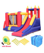 Three Saftey Play Areas Bounce Inflatable Kids Castle Slide with Blower - £294.98 GBP