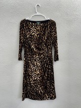 Lauren Ralph Lauren Womens Dress Size 10 Brown Leopard Animal Print Ruched Side - $55.79