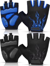2 Pairs  Cycling Gloves  Unisex (Black and Blue,Large) - £13.19 GBP