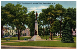 World War Memorial Victory Park Manchester New Hampshire Postcard Posted 1956 - £4.04 GBP