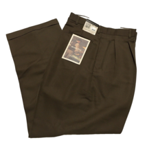 Haggar Dress Pants 44x32 Olive Green-Brown Pleated Cuff Wrinkle Free NWT... - £21.76 GBP