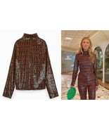 NWT $90 ZARA BLACK AND ORANGE SEQUIN TOP IN LARGE - $65.08 CAD