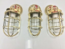 Vintage Marine Brass Swan Neck 90 Degree Passage Wall Light Set of 3 pieces - $145.56