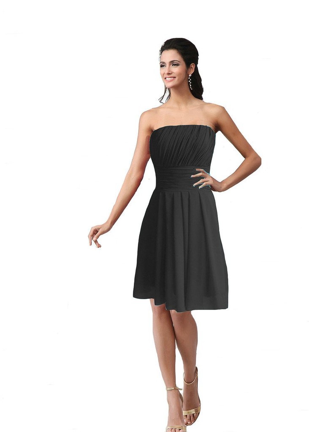 Kivary Women's Short Simple Beach Bridesmaid Dresses Black US 8