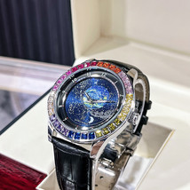 Aogulas Star Color Diamond Automatic Mechanical Watch Men&#39;s Waterproof Luminous  - £66.44 GBP