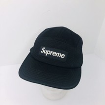 Supreme 5 Panel Black Waffle Knit Strap Back Camp Hat Cap Made In USA St... - £63.22 GBP