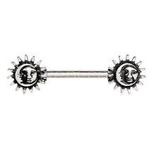 316L Stainless Steel Vintage Sun and Moon Nipple Bar - £11.14 GBP+