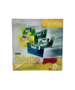 NEW IMATION 3.5&quot; 2HD Neon 10 Pack Diskettes 1.44MB IBM Formatted - $6.90
