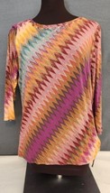 Ruby Rd. Women&#39;s Tunic Sz PL Zigzag Pattern Embellished Round Neck Ruche... - $17.95