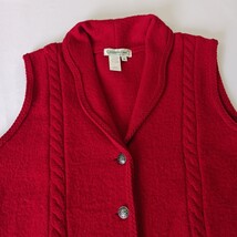 Coldwater Creek RN#98516 Women's Red Front Button 100% Wool Sleeveless Vest Sz M image 11