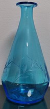 Awesome Vintage Etched light Blue Glass Vase Bottle Home Decor - £36.26 GBP