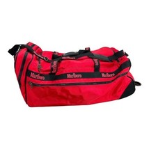Vintage 90&#39;s MARLBORO Gear Rolling Duffle Bag with Wheels Rugged Red &amp; Black Bag - £31.55 GBP