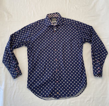 Thomas Dean Long Sleeve Button Up Shirt Mens Small Blue Colorful Flip Cuff - £9.29 GBP