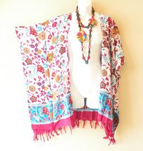 CB366 Floral Batik Cardigan Duster Open Front Hippy Jacket Cover up - up... - $24.90
