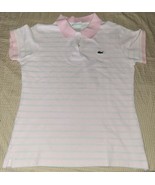 Lacoste Polo Shirt Women’s 6 Small  Pink Blue Striped Collared Tennis Golf - $39.80 CAD