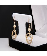 14K Gold JCM Jacmel Double Hoop Chandelier Dangle Earrings Faceted Ball - $248.36 CAD