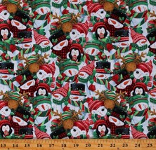 Cotton Snowmen Reindeer Penguins Christmas Fabric Print by the Yard D405.66 - £10.18 GBP