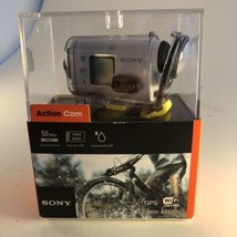 SONY HDR-AS100V Action Cam White 13.5MP WiFi Splashproof Case NEW OPEN BOX - $118.79