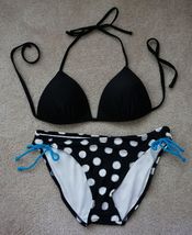 SAMPLE Women&#39;s 2 Pieces Bikini Black / White Polka Dot Swimming Suit Siz... - $15.99
