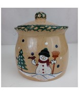 LTD Commodities Christmas Ceramic Snowman Winter Scene Cookie Jar With Lid - $14.80