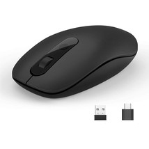 Type C Wireless Mouse, 2.4G Usb C Optical Silent Mouse, Dual Mode Ergonomic Mous - £26.88 GBP