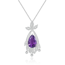 7 Carat Natural Amethyst Necklace/Citrine Necklace/Topaz Necklace 925 Silver  - $179.00