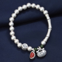 Vintage Sterling Silver Bamboo Bracelet With Longevity Lock Charm,Lady Bracelet - £54.98 GBP