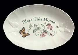 LENOX Butterfly Meadow &quot;Bless This Home&quot; Oval 11&quot; Platter Plate Louise Le Luyer - £21.23 GBP