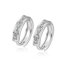 18K White Gold Plated Huggies Clip Earrings FREE Shipping Worldwide. - £31.44 GBP