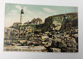 NOS Vintage Postcard *VGC* Portland Headlight and Cliffs Cape Elizabeth Maine - £7.85 GBP